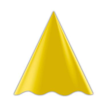 Imagem de Chapéu de Aniversário Liso de Papel Cartão 16.5cm com 8 Unidades Amarelo Ultra Fest