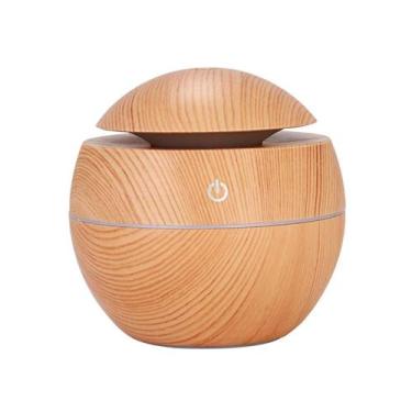 Imagem de Umidificador Ultrasonic Aroma 130ml Madeira Difusor LED Colorido USB C