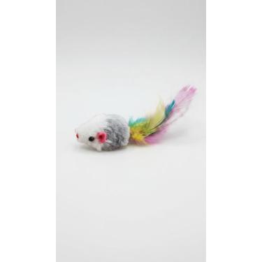 Imagem de Brinquedo Ratinho Pet com Pena e Chocalho - 10 Unid. - Congratulations
