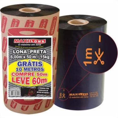 Imagem de Lona Plastica Maxilona Preta Reciclada 6X 50M+10M 15Kg 70 Micras 1.01.
