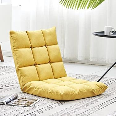 Imagem de Diumy Cadeira de chão com suporte para as costas, cadeira de descanso dobrável e preguiçosa, 5 engrenagens ajustáveis tatami, cadeira de leitura reclinável para sala de estar, quarto, amarelo, 100 x 50 cm