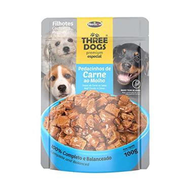 Imagem de Ração Úmida Three Dogs Filhote Sachê Carne ao Molho - 100g