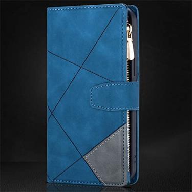 Imagem de Carteira de couro com zíper magnético de luxo para Huawei P40 P30 Pro Lite P Y7 Y6 2019, azul, para Huawei P20 Pro
