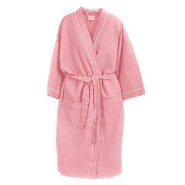 Imagem de ROUPÃO DE BANHO PIQUE ADULTO C/FITA 100% ALGODÃO ROSA Tam. GG