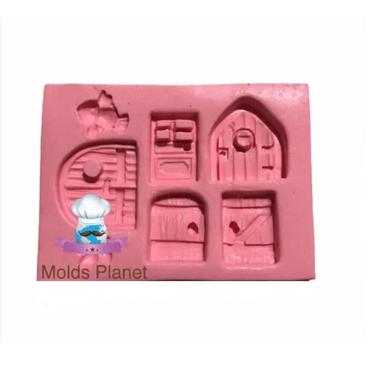 Imagem de Molde De Silicone Portas, Casinhas, Resina, Confeitaria, Biscuit Molds Planet