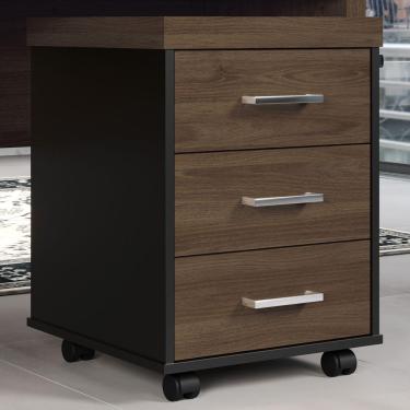 Imagem de Gaveteiro Com Rodízios 3 Gavetas Charuto/preto 006089 - Artany