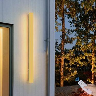 Imagem de Lâmpadas de parede LED para jardim externo lâmpada de parede regulável externa externa interna bar lâmpadas de parede com controle remoto tira longa de alumínio dourado exterior IP65 à prova d'água arandela para pátio terraço varanda caminho (120 cm 68W)