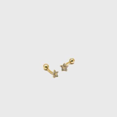 Imagem de Piercing Hook Trágus Cartilagem Flor Pedra Ouro 18K 08670H K035