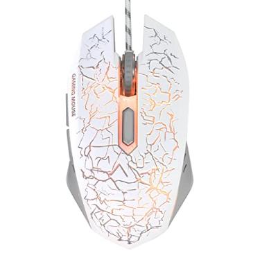 Imagem de Mouse para jogos com fio, ergonômico USB, 3200 DPI ajustável, mouse USB óptico RGB, para computador desktop/laptop/PC (branco)
