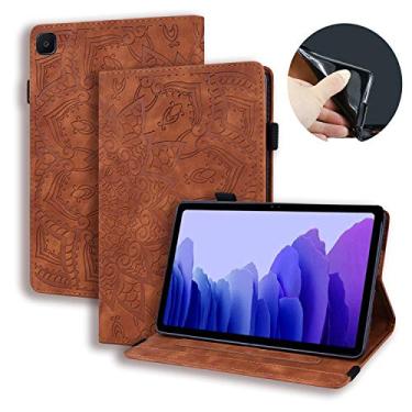 Imagem de Capa Pefcase para Samsung Galaxy Tab A7 10,4 polegadas 2020 leve de couro PU com suporte para caneta para cartão para Galaxy Tab A7 10,4 polegadas SM-T500/505/507 Mandala - Marrom