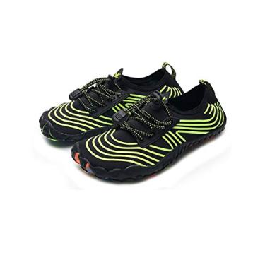 Imagem de Bestgift Men/Women's Wide Toe Minimalist Trail Running Shoes Black+Green 40