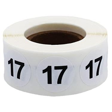 Imagem de Adesivos brancos com pontos pretos número 17, redondos de 9,5 cm, 500 etiquetas em rolo para organização e inventário - Acabamento semibrilhante - Feito nos EUA