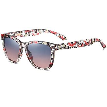 Imagem de Óculos de sol masculinos e femininos Óculos de sol polarizados femininos armações de óculos de sol masculinos óculos de sol boêmio camping praia viseira esportiva óculos, flor azul rosa, CN