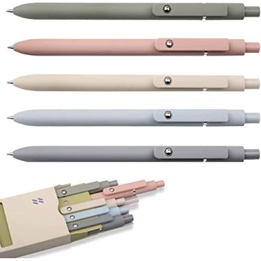 Imagem de Canetas de tinta de secagem rápida de 5 peças, canetas de gel escrita suave de ponta fina, canetas de tinta preta retráteis de 0,5 mm, canetas Rollerball para anotações de material de escritório escolar, canetas fofas para presentes femininos (Estilo 1)