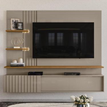 Imagem de Painel para TV até 65 Polegadas LED Ripado 2 Portas Atena Madetec Cinza/Naturale