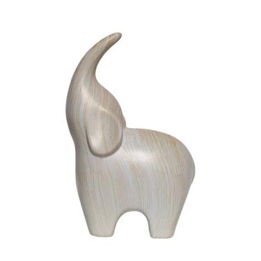 Imagem de Estátua Elefante Cofre Decorativo Em Cerâmica Bege