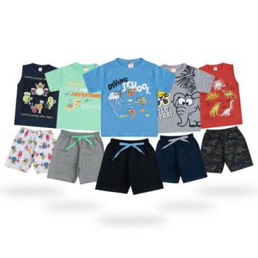 Imagem de Roupa De Criança Para Menino 5 Conjunto Infantil Masculino Camiseta E