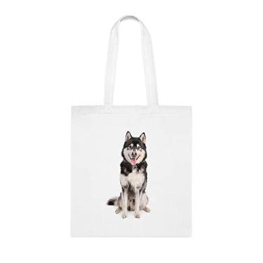 Imagem de Bolsa de ombro Malamute do Alasca, presente de Malamute do Alasca, aniversário do Malamute do Alasca bolsa de ombro da Malamute do Alasca, bolsa reutilizável da Malamute do Alasca, Branco