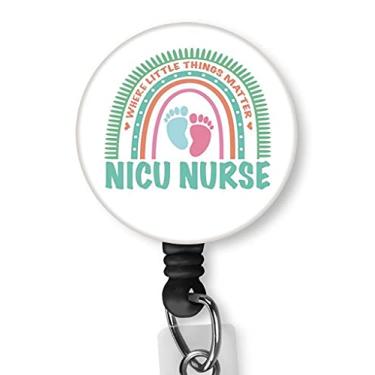 Imagem de Rkvre NICU Clipe de crachá de enfermeira Suportes de cartão Enfermeira carretel de crachá de enfermeira retrátil nome bobinas clipe de jacaré cabo de nylon cordão de médico