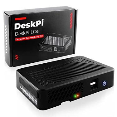 Imagem de GeeekPi Capa DeskPi Lite Pi 4 com botão liga/dissipador de calor com ventilador PWM/HDMI duplo/duas portas USB extra para Raspberry Pi 4B