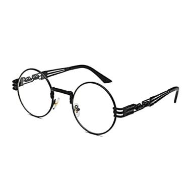 Imagem de Óculos de sol de metal redondo retro steampunk fashion para homens e mulheres primavera perna colorida uv400, n12 preto liso, tamanho único