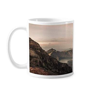 Imagem de Montanha Deserto Sun Mist Nuvens Caneca Lago Cerâmica Café Porcelana Utensílios de Mesa