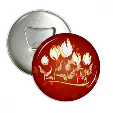 Imagem de Abridor de garrafas de flores de tulipa pintado à mão ímã de geladeira emblema multifuncional