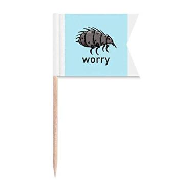 Imagem de Bandeiras de palito de dente minimalistas de insetos de pulgas com desenho animado para marcação de rotulagem para bolo de festa, comida e placa de queijo