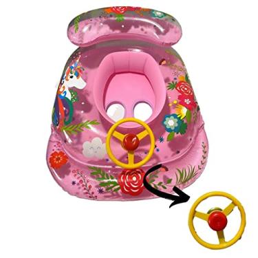 Imagem de Boia infantil para bebês de 6 a 48 meses. Boia com direção e encosto alto. Neném, piscina, praia. (Rosa)