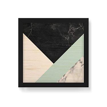 Imagem de Arte Maníacos Quadro Decorativo em Madeira Escandinava Faixa Verde - 30x30cm (Moldura caixa em laca preta)