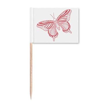 Imagem de Papa de borboleta rosa para presente Art Déco, bandeiras de palito de dente, enfeite de festa
