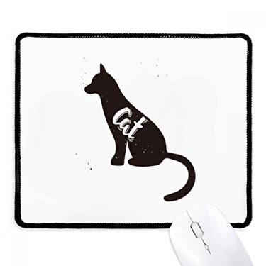 Imagem de Mousepad de gato preto e branco com borda costurada, tapete de borracha para jogos