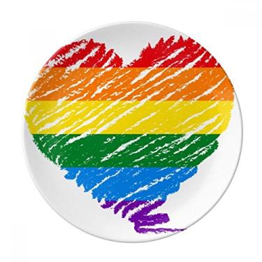 Imagem de Arco-íris Gay Coração LGBT Prato Decorativo Porcelana Salver Prato de Jantar