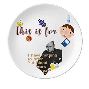 Imagem de Churchill Prato de porcelana do Primeiro Ministro britânico Jantar redondo Prato Menino Homem