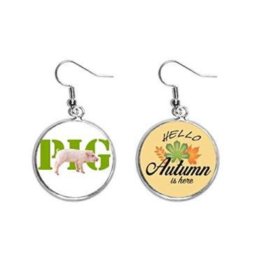 Imagem de Comida de carne animal porco Art Deco presente moderno brinco pendurado folha outono joia