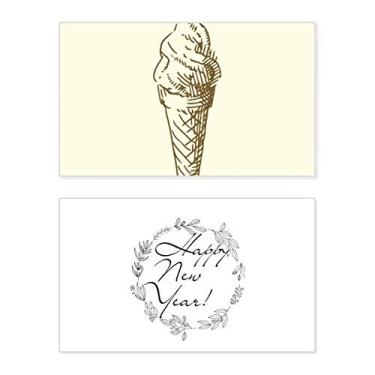 Imagem de Brown Hand drawings Sweet Ice Cream Festival de Ano Novo Cartão de felicitações Bless Message Present