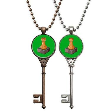 Imagem de OFFbb-USA Rook Jogo de diversões Intellect Chariot Chaveiro Colar Pingente Joias Decoração Casal