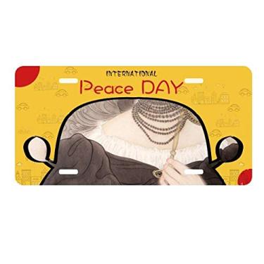 Imagem de DIYthinker Black Head Beauty Placa de carro com pintura chinesa Decoração de carro Dia da Paz
