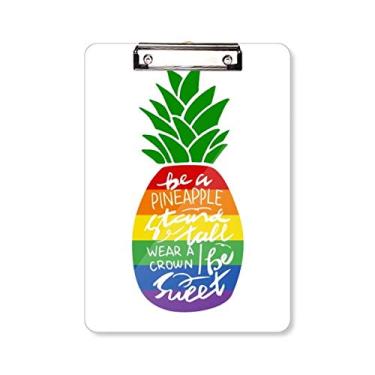Imagem de Abacaxi, arco-íris, citação, bandeira LGBT, prancheta, pasta, bloco de escrita A4