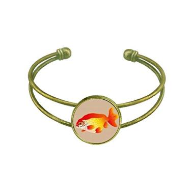 Imagem de Bracelete de ouro com pintura da cultura japonesa estilo peixe retrô aberto