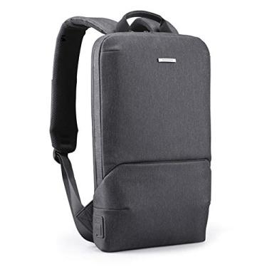 Imagem de C/H Mochila fina para laptop com porta de carregamento USB antirroubo resistente à água, bolsa para computador faculdade escolar, cabe em mochila leve de 35,6 cm, cinza