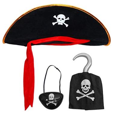 Imagem de Toyvian 3 Pecas Conjunto De Chapéu De Pirata Chapéu Pirata Para Festa Tapa-olhos De Pirata Para Crianças Terno Infantil Chapéu De Pirata Infantil Dia Das Bruxas Criança Pequena Chifre