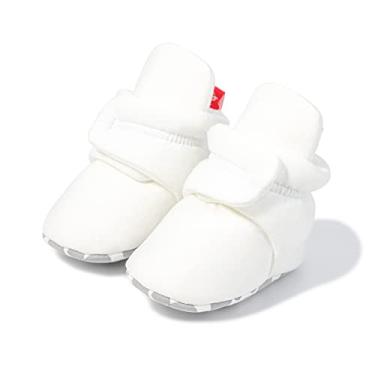 Imagem de Babelvit Botas de lã macia para bebês recém-nascidos, meninos e meninas, meias antiderrapantes para bebês que caminham no tornozelo para o inverno, 01b Branco, 0-6 meses