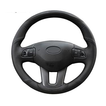 Imagem de Capa de volante de carro em couro preto e antiderrapante costurada à mão, Fit For Kia Sportage 3 SL 2011 a 2014 Kia ​​Ceed 2010