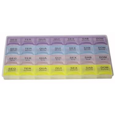Imagem de Porta Comprimidos Semanal 4X Dia Mensal Organizador Caixa de Remédios Medicamentos