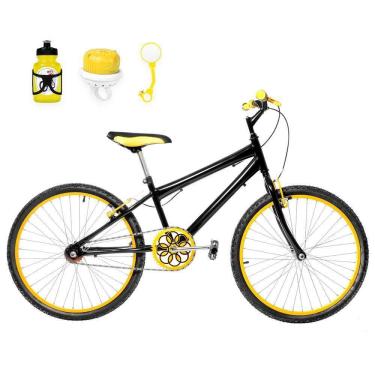 Imagem de Bicicleta Infantil Masculina Aro 24 Alumínio Preta E Amarela