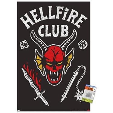 Imagem de Trends International Netflix Stranger Things: Season 4 - Hellfire Club Wall Poster, 22.375" x 34", Premium Poster & Push Pin Bundle