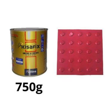Imagem de Piso Tátil Alerta Vermelho Pvc 25X25Cm Kit 20Pçs + 2 Cola 750G