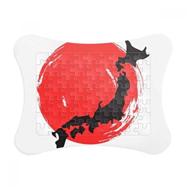 Imagem de Moldura de quebra-cabeça japonesa abstrata com mapa preto, ornamento de quebra-cabeça