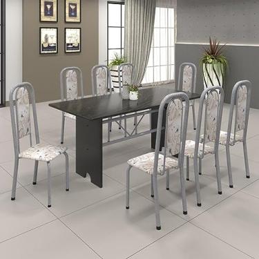 Imagem de Conjunto de Mesa 180x75cm Tampo Ardósia com 8 Cadeiras Lavínea Soma Móveis